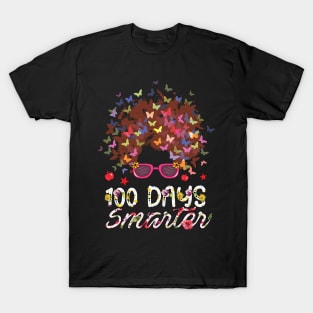 100 Days Smarter 100th Day Of School Girls Messy Bun Hair T-Shirt